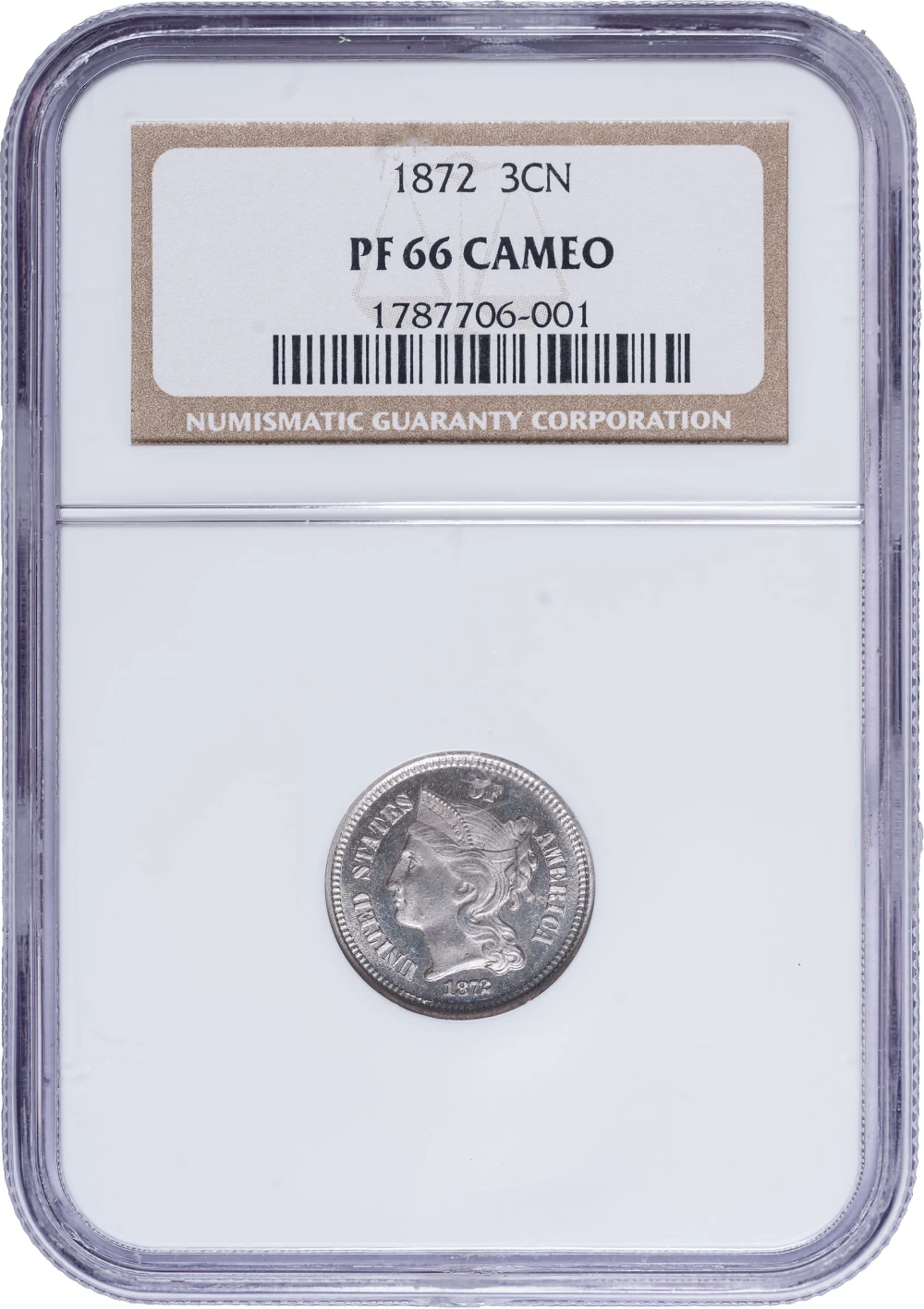 NGC Proof-66 CAMEO 1872 Three Cent Nickel