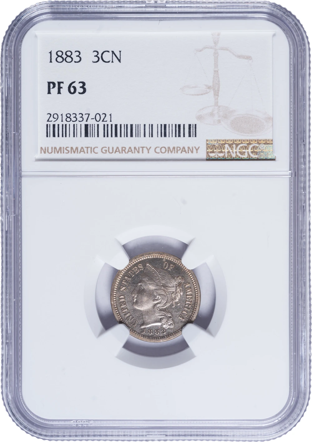 NGC Proof-63 1883 Three Cent Nickel