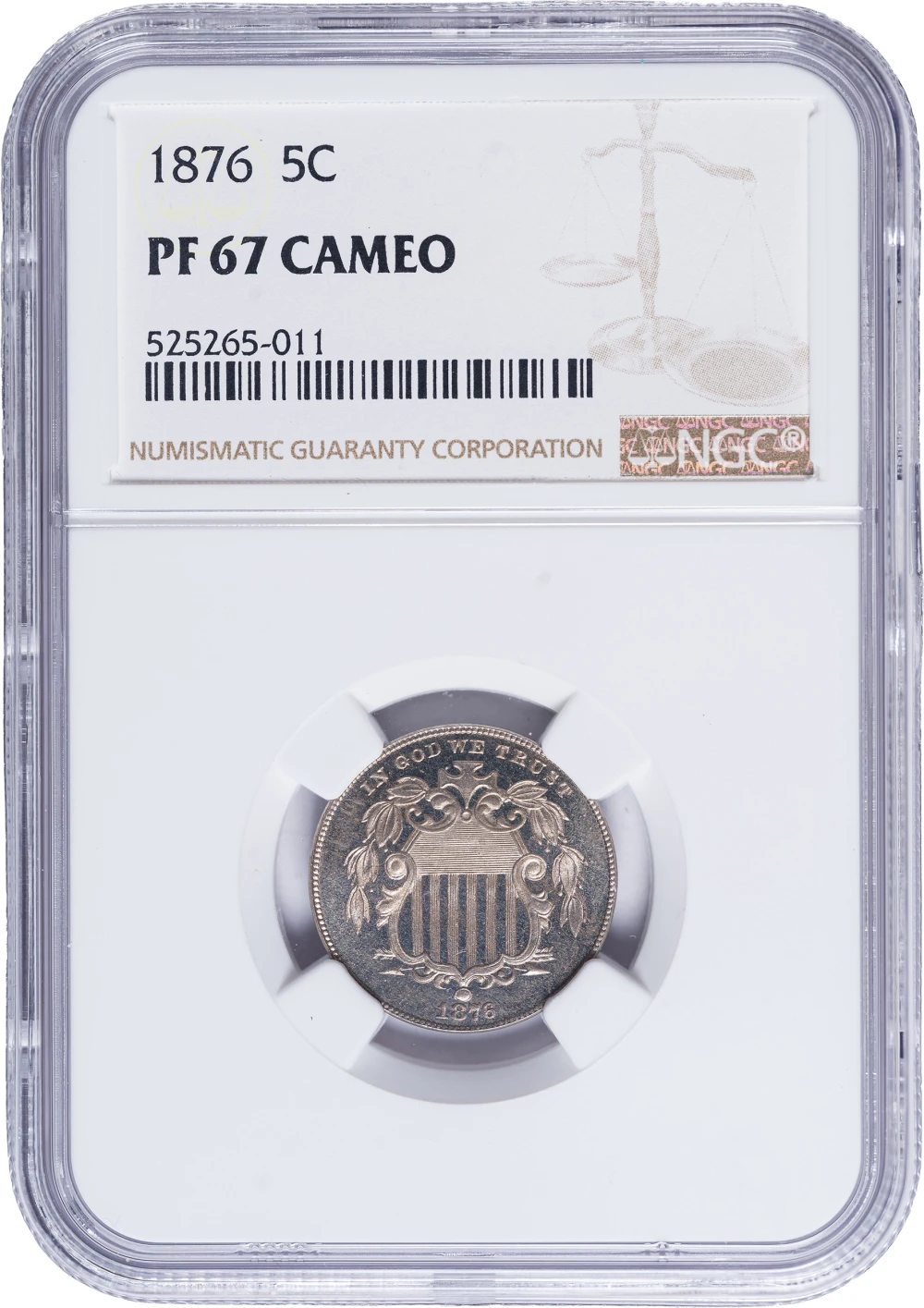 NGC Proof-67 CAMEO 1876 Shield Nickel