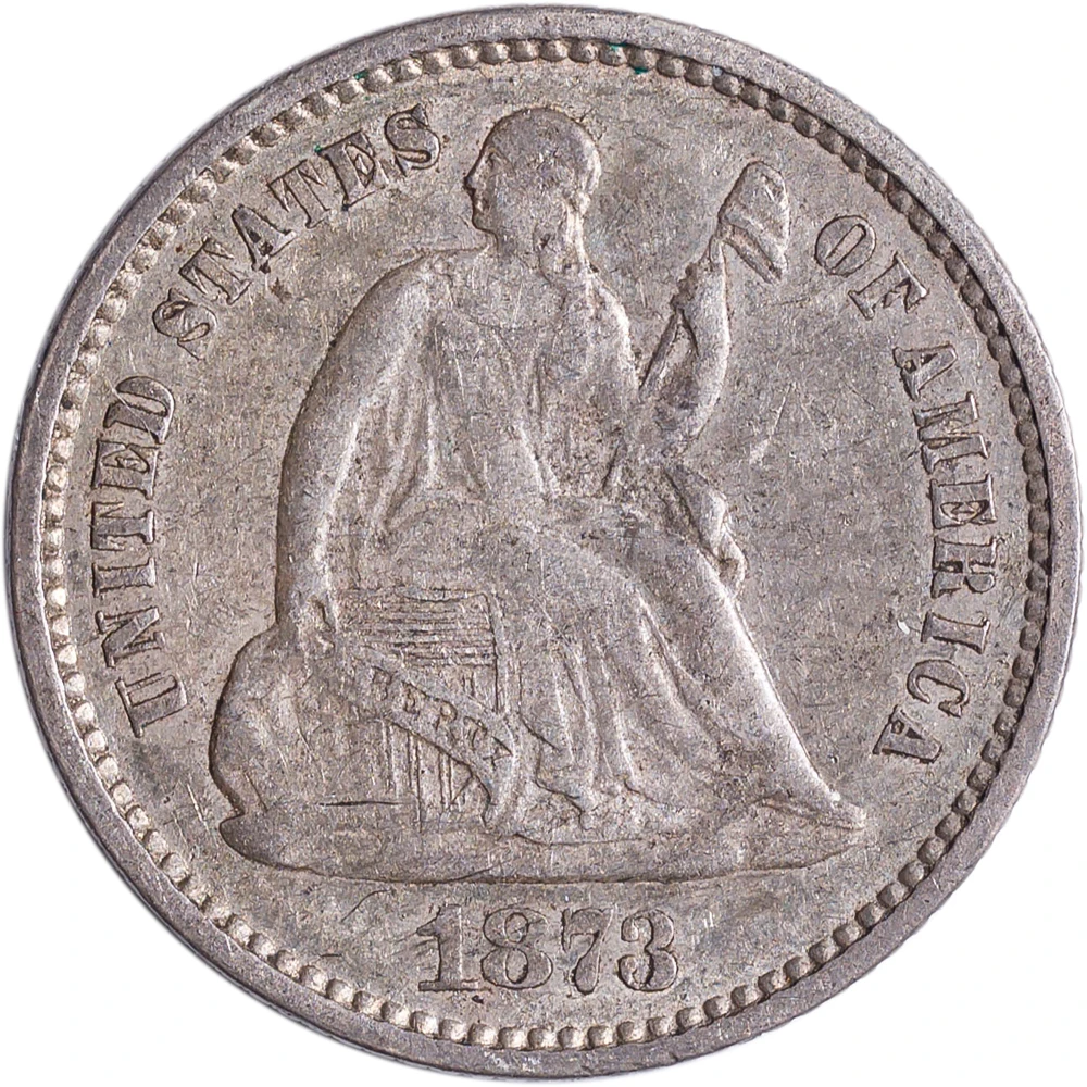 AU-50 1873 Half Dime