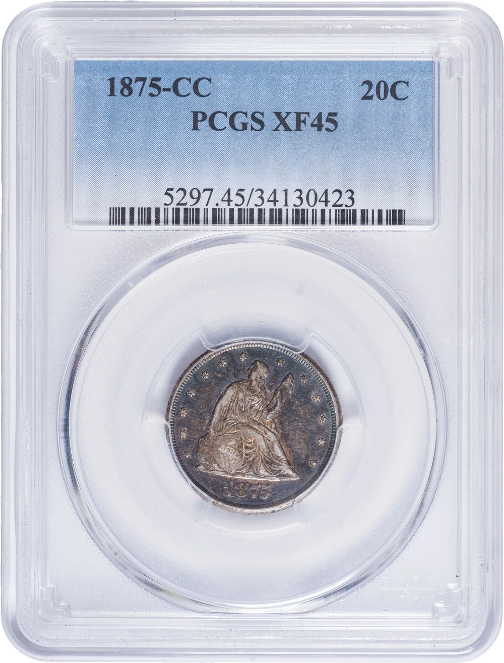 PCGS EF-45 1875-CC Twenty-Cents