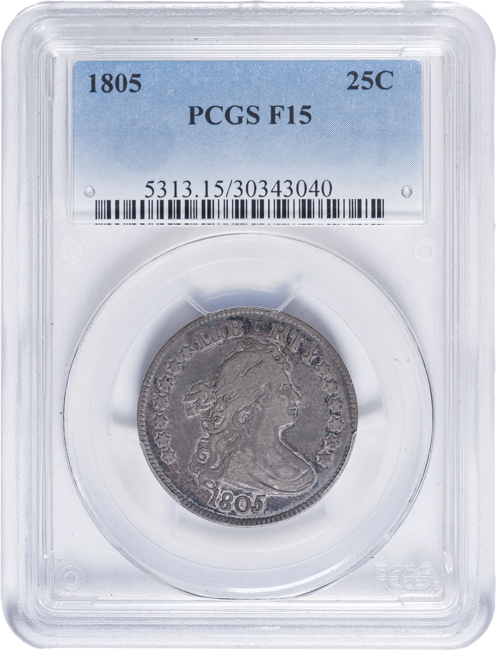 PCGS Fine-15 1805 Draped Bust Quarter