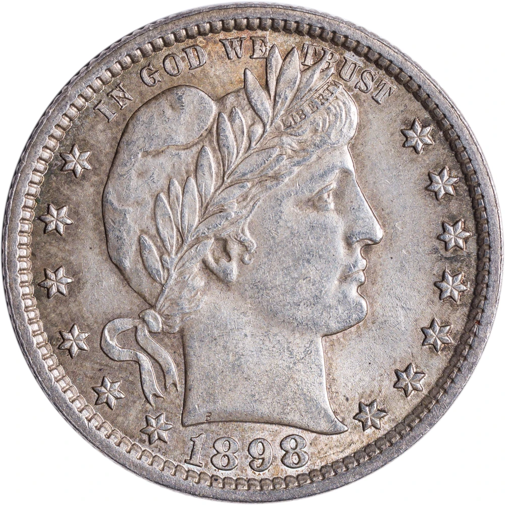 AU-58 1898 Barber Quarter