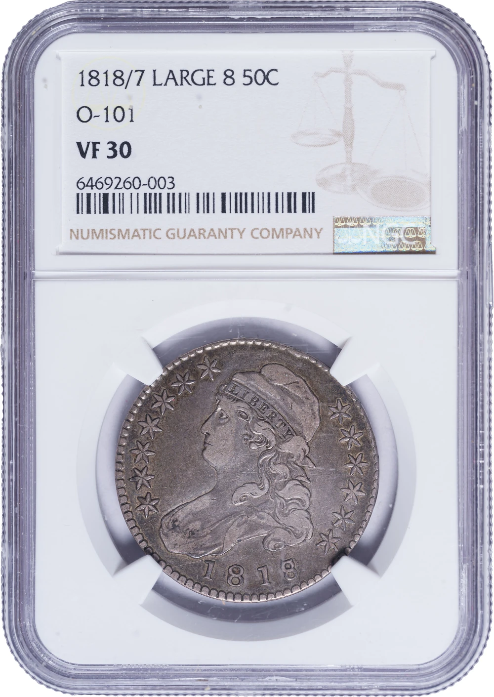NGC VF-30 1818/7 Half Dollar