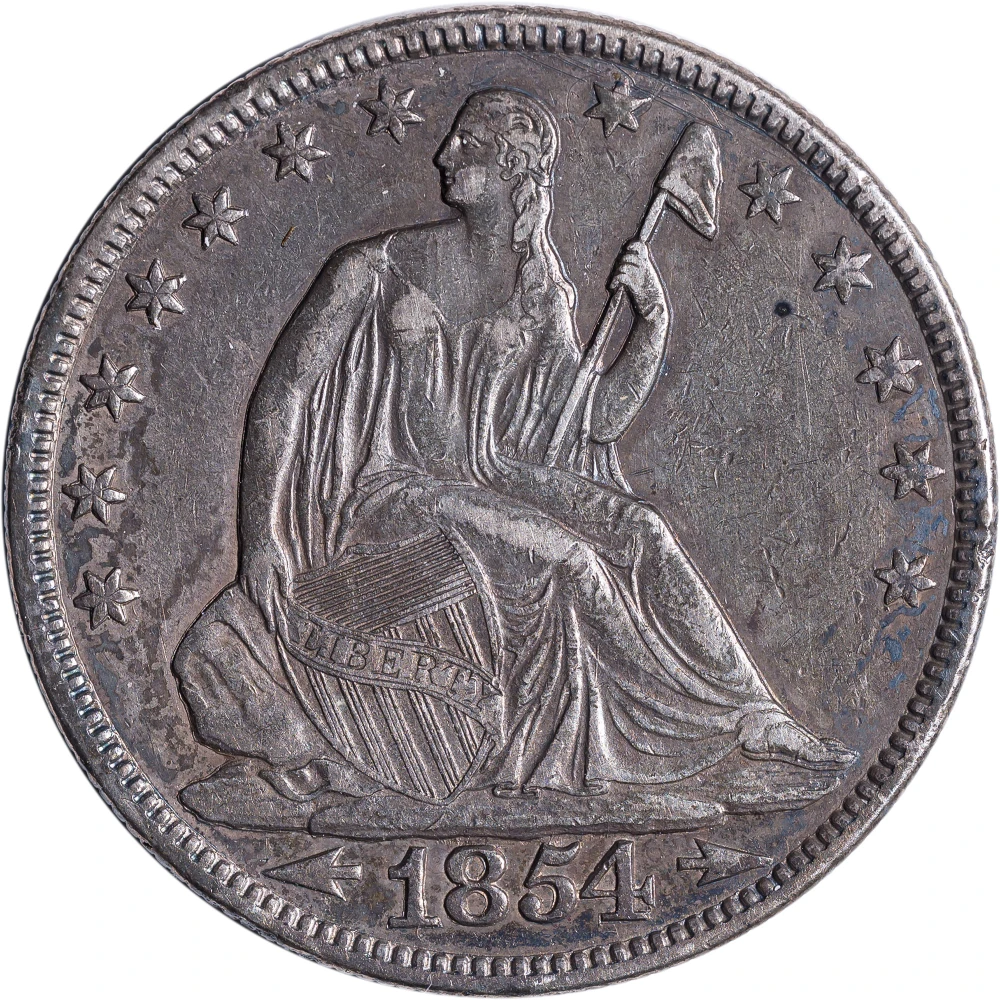 EF-40+ 1854 Arrows Half Dollar