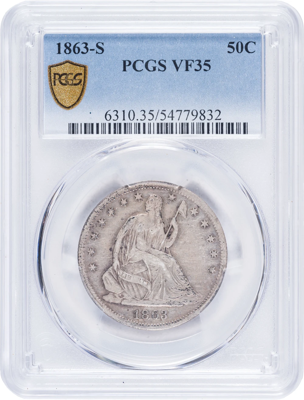 PCGS VF-35 1863-S Seated Half Dollar