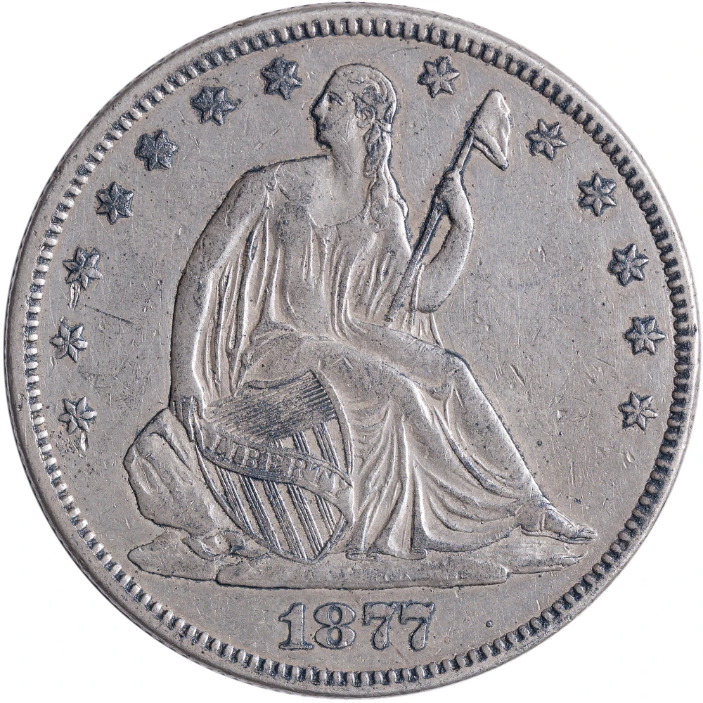 AU Details 1877 Seated Half Dollar