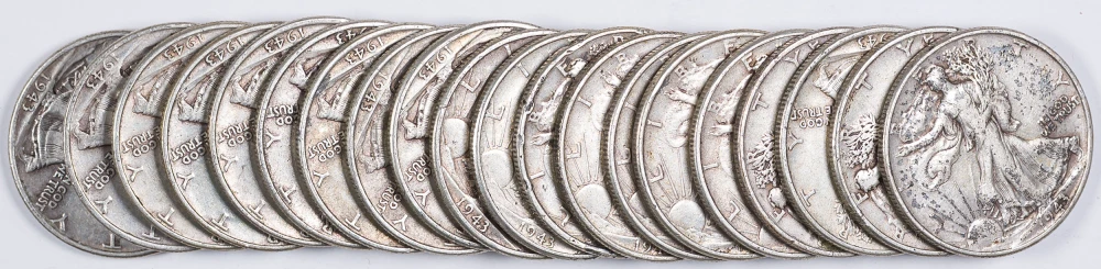 Mixed Date Roll Of Walking Liberty Half Dollars