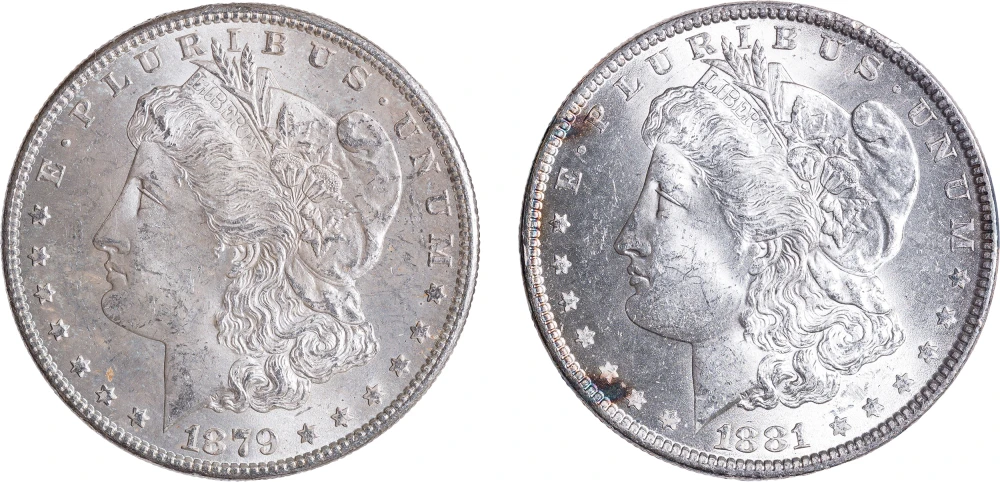 Pair of MS-62 Morgan Dollars
