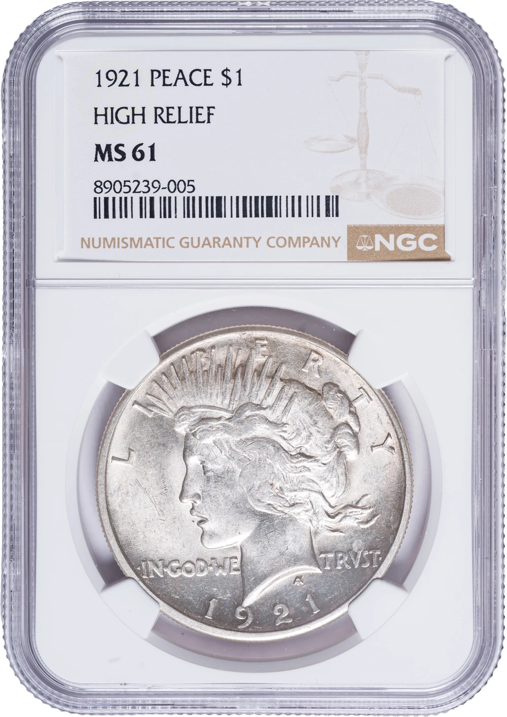 NGC MS-61 1921 Peace Dollar