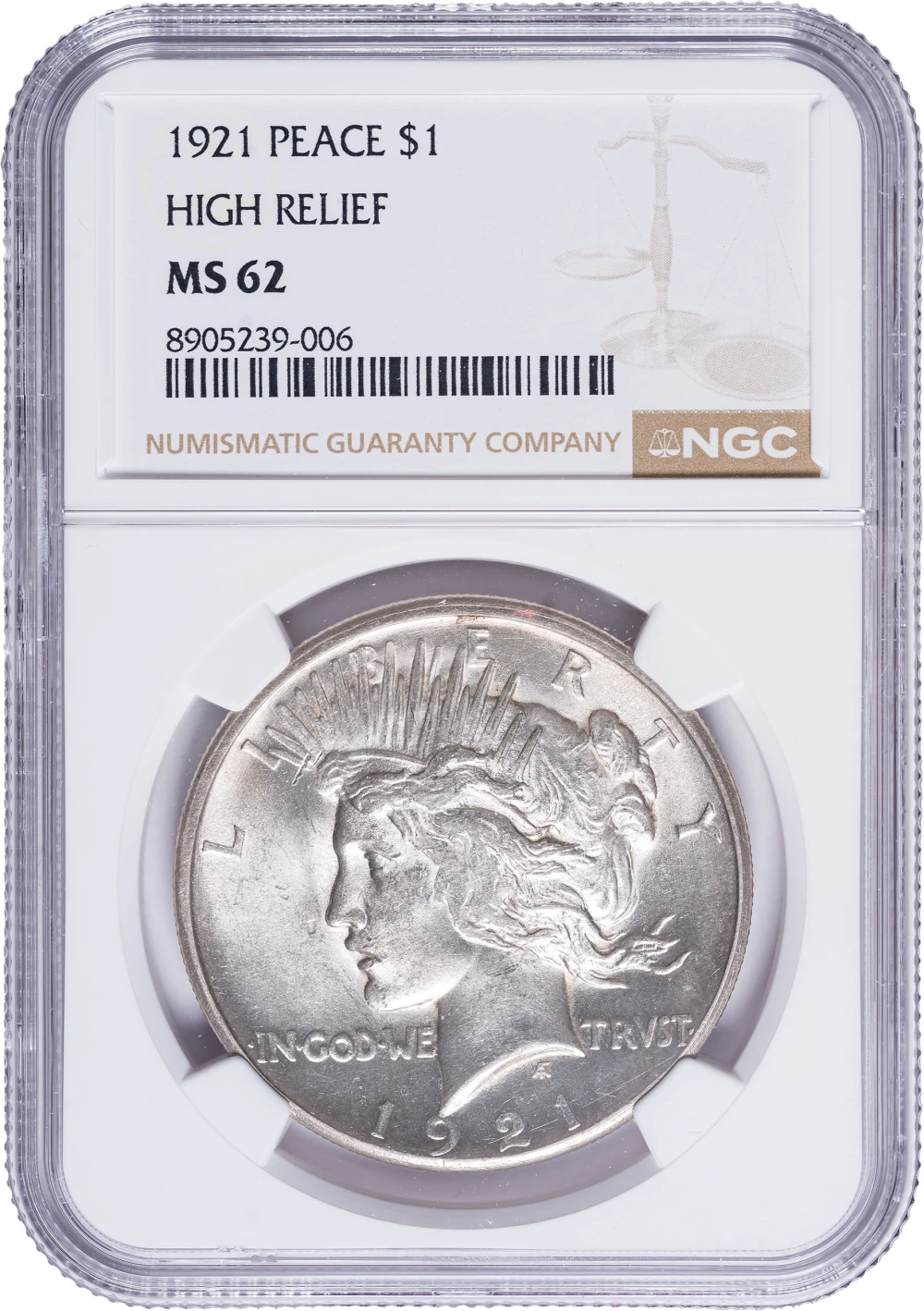 NGC MS-62 1921 Peace Dollar