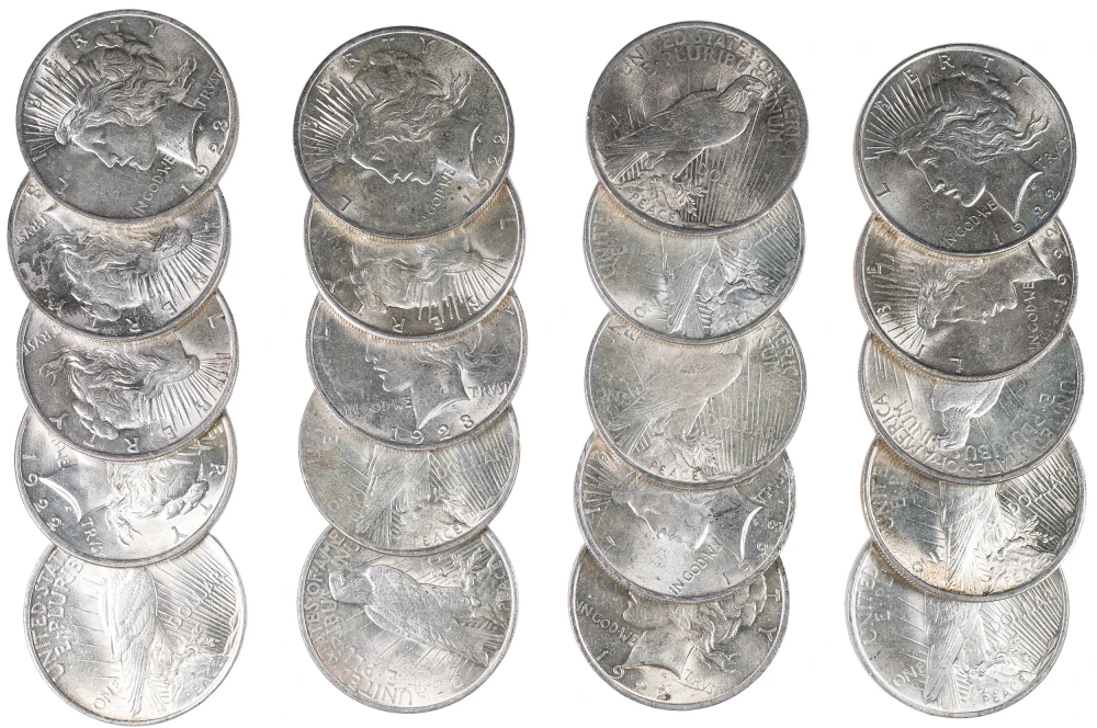 Mixed Date AU/BU Roll Of Peace Dollars