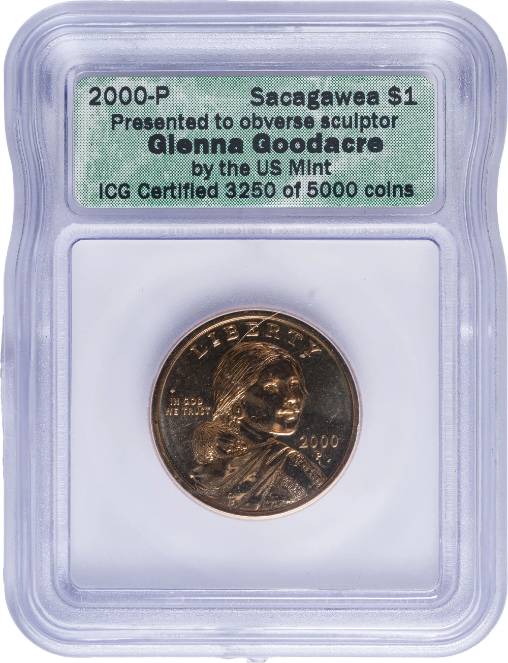 ICG 2000 Sacagawea $1 Goodacre Presentation Piece