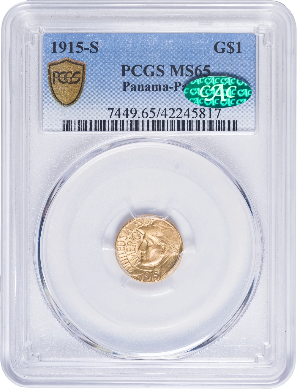 PCGS MS-65 CAC 1915-S Pan-Pac $1 Gold