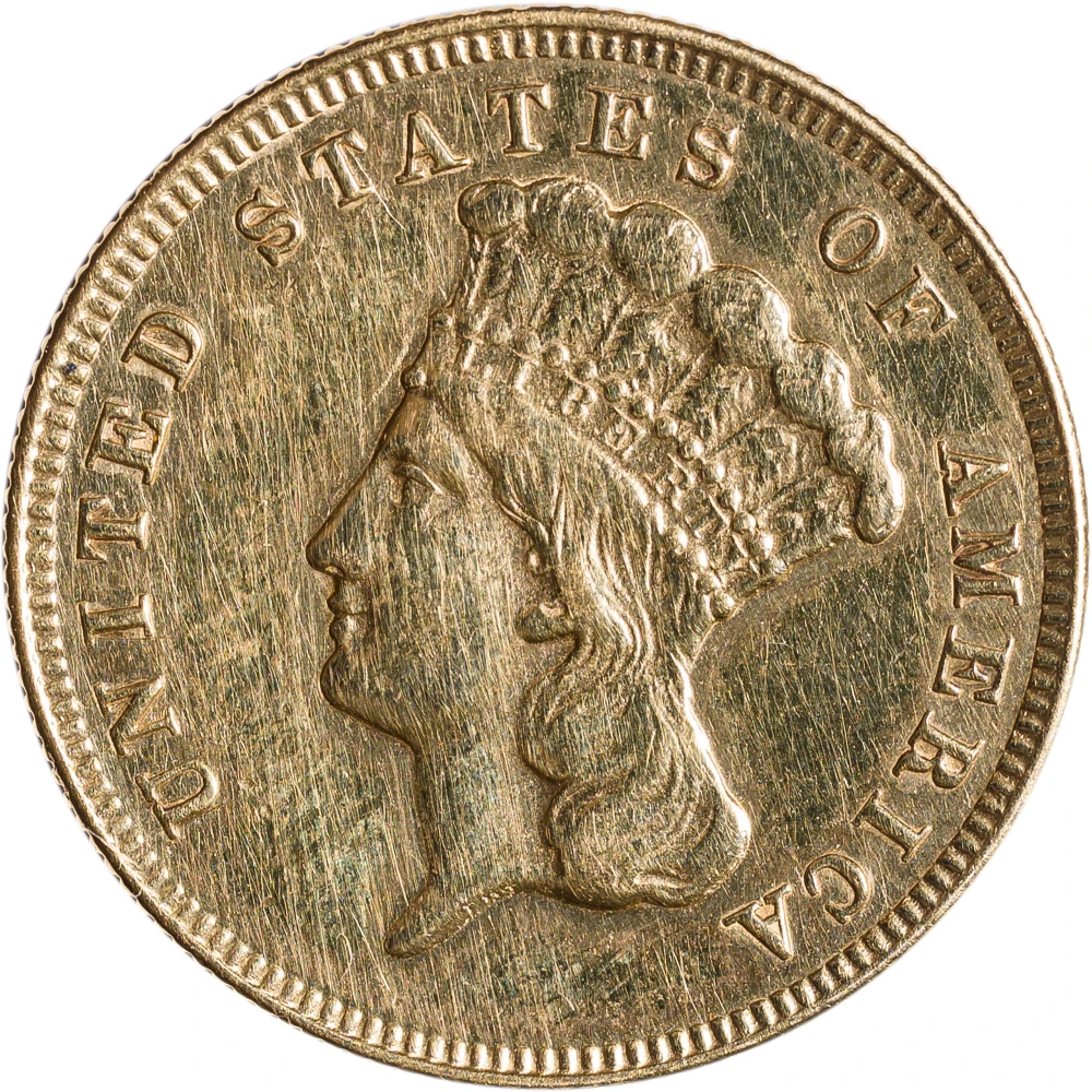 AU Details 1874 $3 Gold