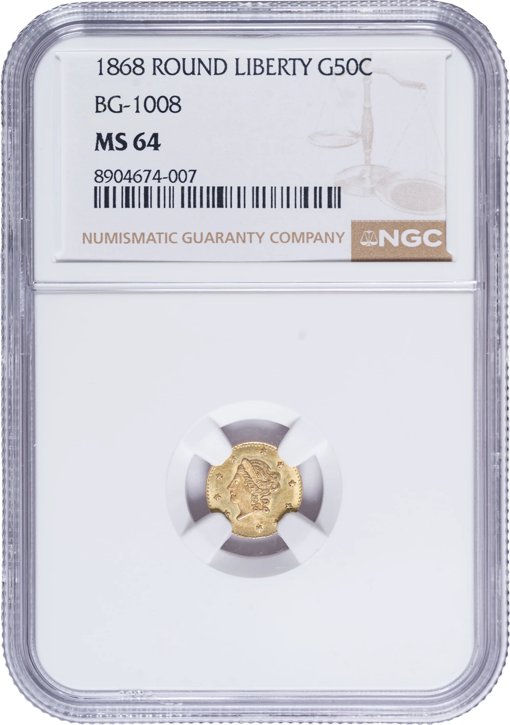 NGC MS-64 1868 Cal Gold Half Dollar