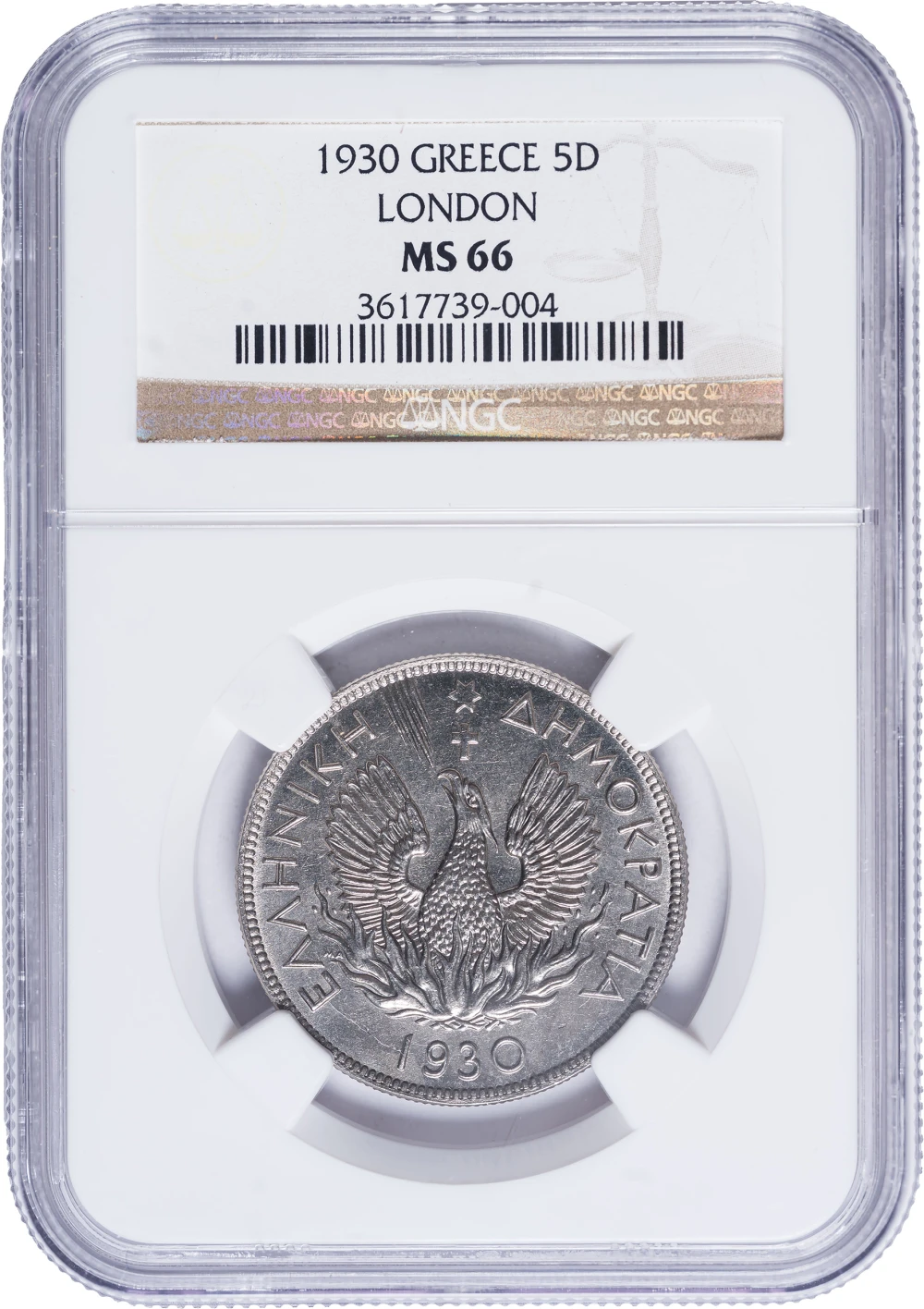 Greece. NGC MS-66 1930 5 Drachma