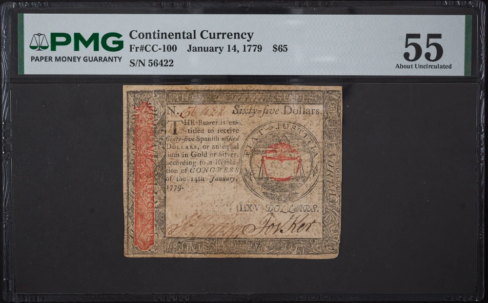 PMG AU-55 $65 1779 Continental Currency