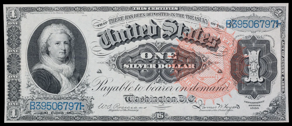 AU-58 1886 $1 Martha Washington Silver Cert