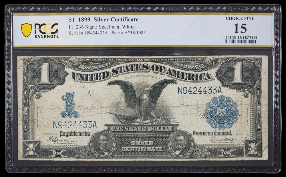 PCGS F-15 1899 $1 Black Eagle Silver Certificate