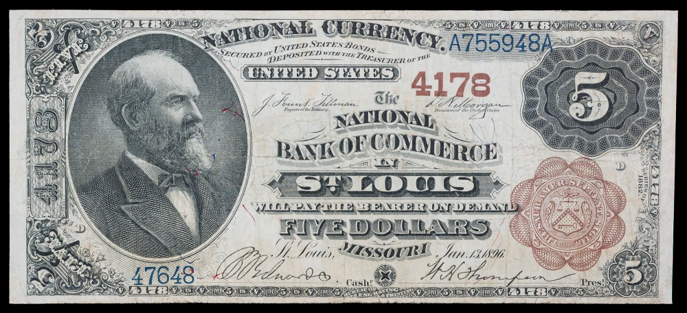 VF St. Louis MO 1882 $5 National
