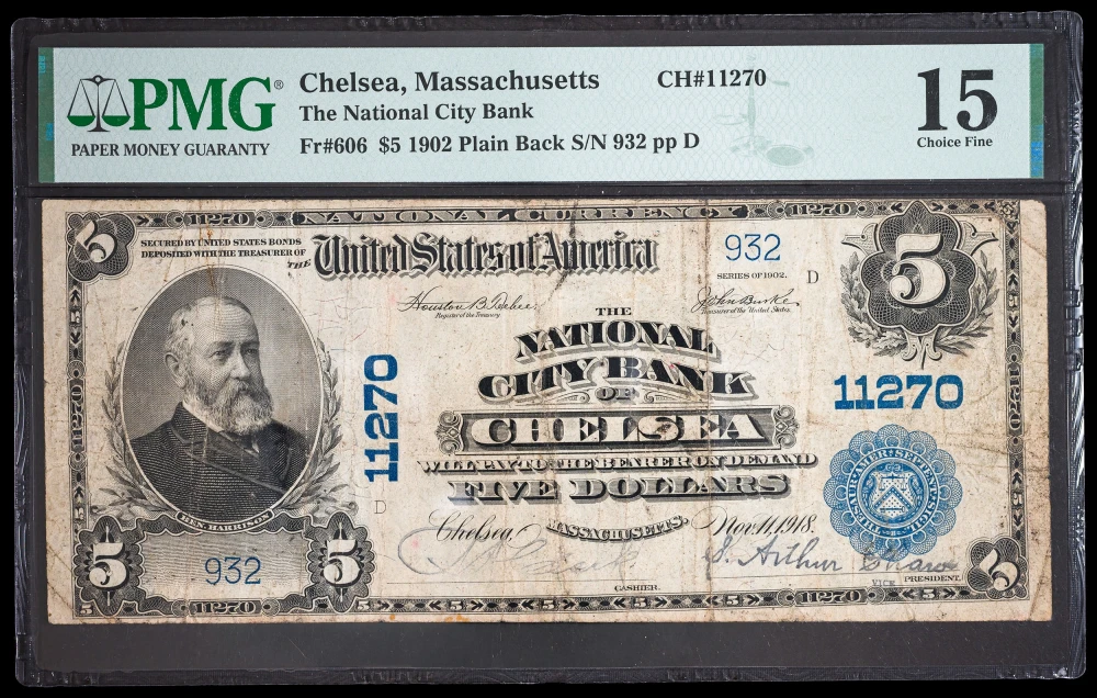 PMG F-15 Chelsea MA 1902 $5 National