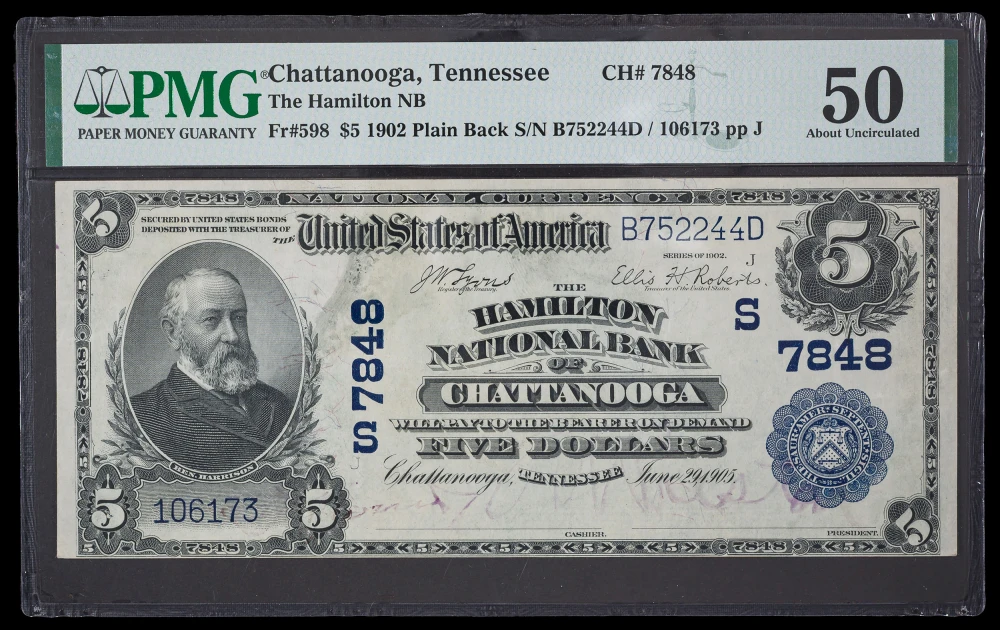 PMG AU-50 Chattanooga TN 1902 $5 National