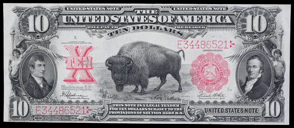 EF 1901 $10 Bison legal Tender Note