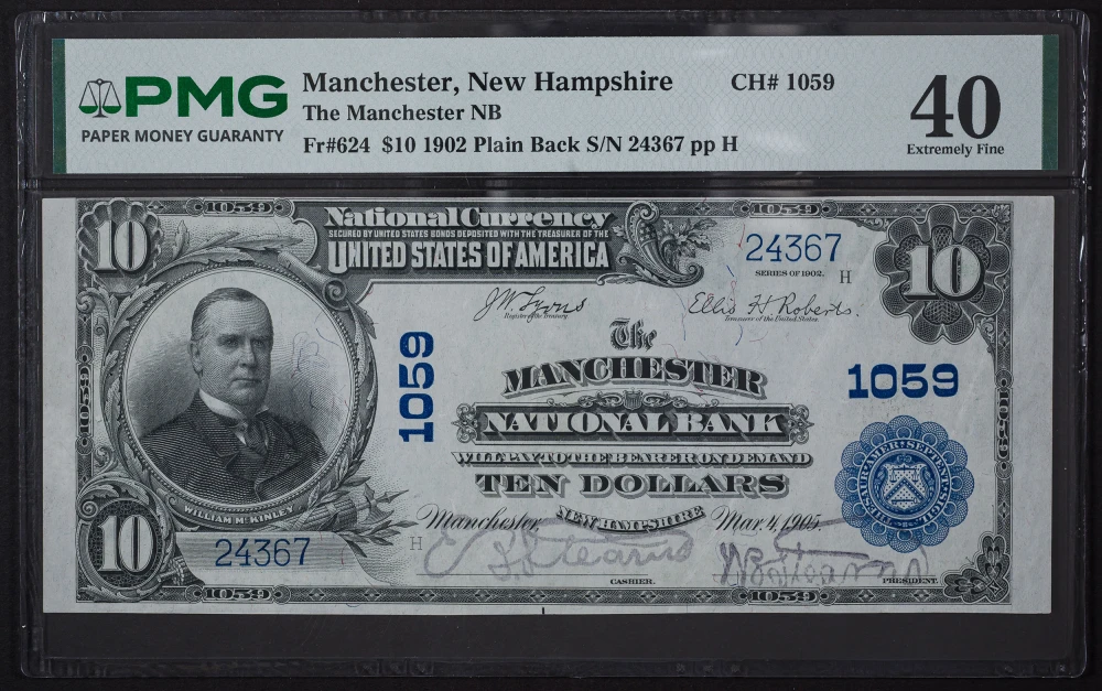 PMG EF-40 Manchester NH 1902 $10 National