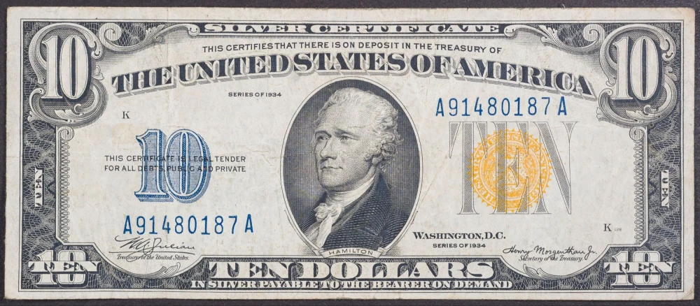 Rare VF 1934 North Africa $10 Silver Certificate