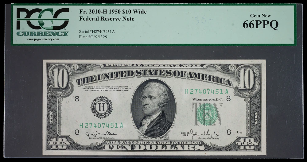 PCGS-66 PPQ 1950 $10 Federal Reserve Note