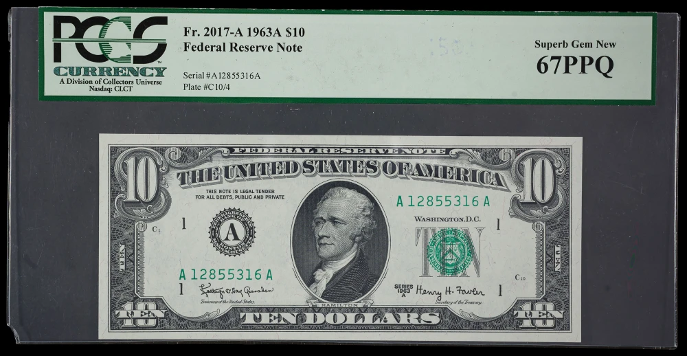 PCGS-67 PPQ 1963A $10 Federal Reserve Note