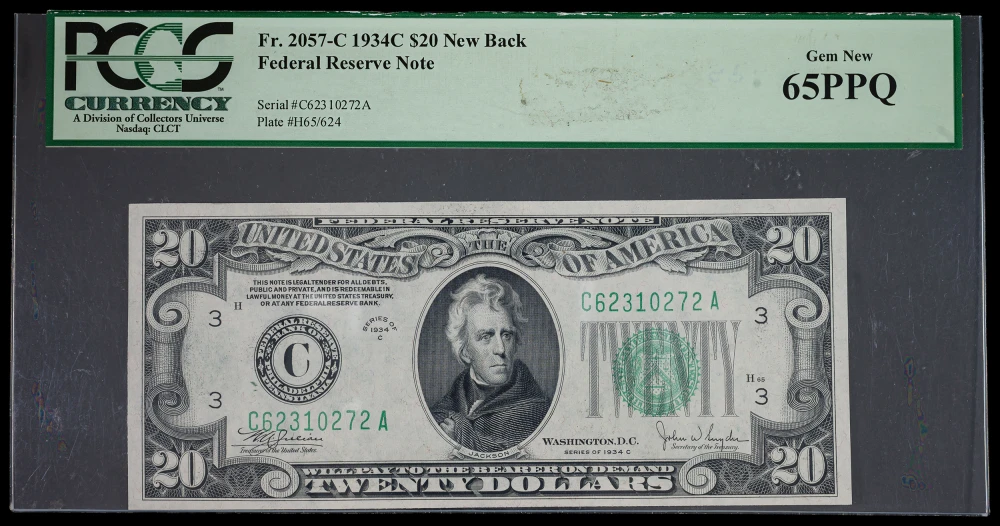 PMG-65 PPQ 1934C $20 Federal Reserve Note