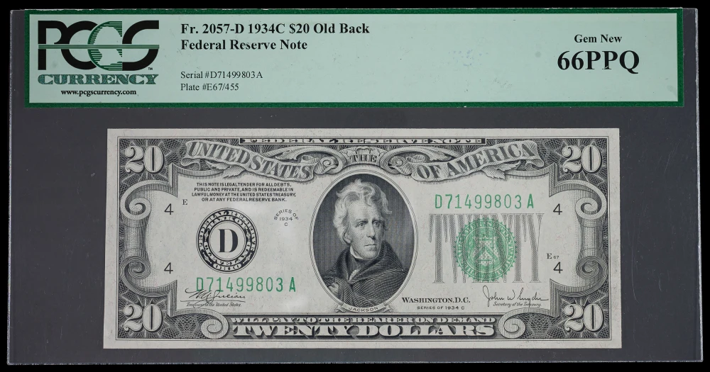 PCGS-66 PPQ 1934C $20 Federal Reserve Note