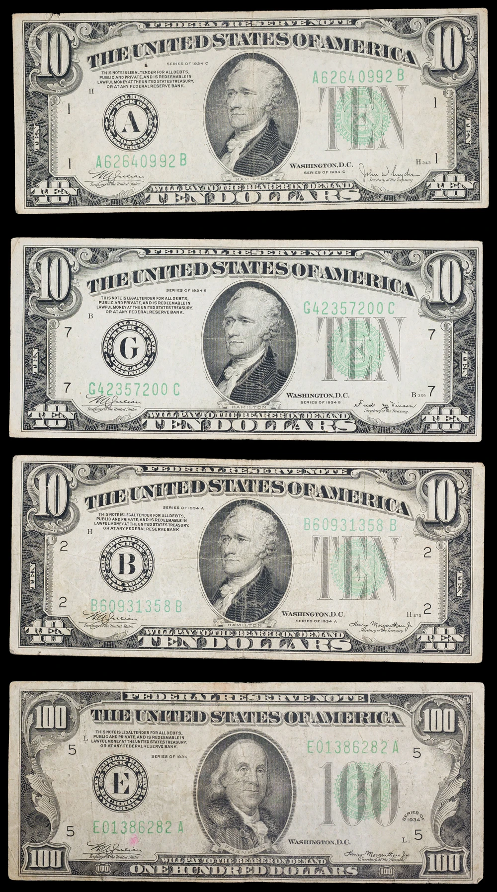 1934 Mixed Denomination Currency Lot