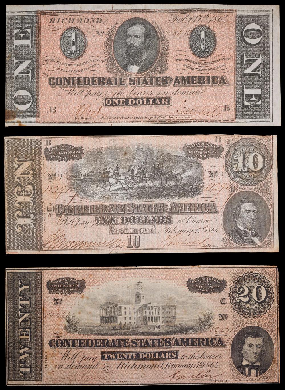 3 Piece Confederate Currency Lot