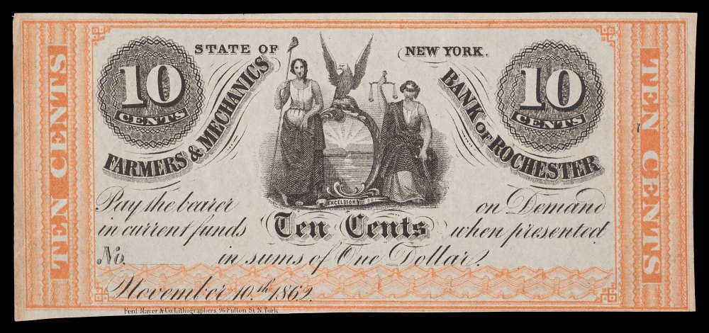EF 1862 Rochester NY 10 Cent Scrip