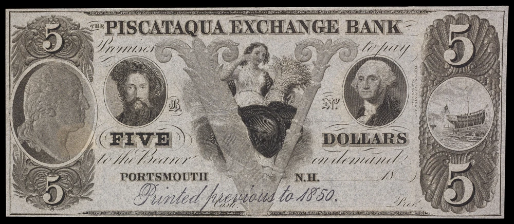 AU 1800's Portsmouth NH $5 Note