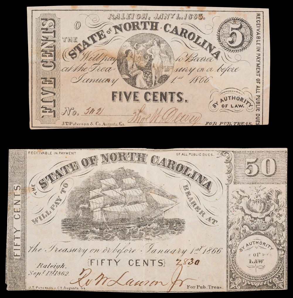 VF 1866 North Carolina Fractional Note Pair