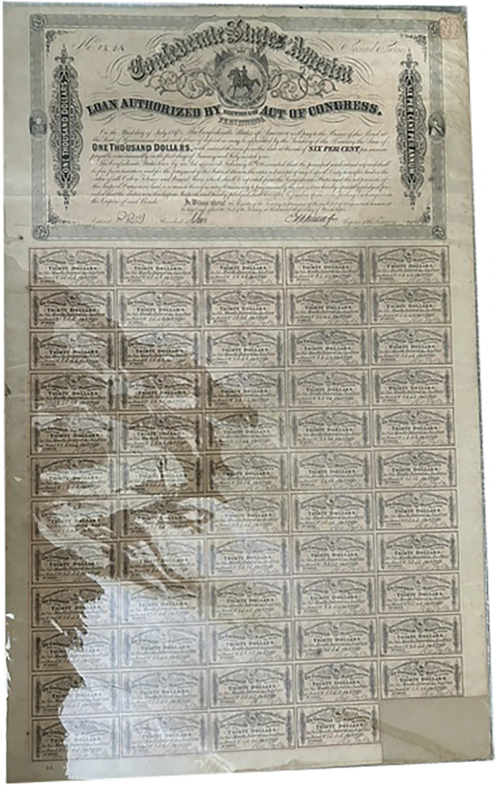 Confederate States. $1,000 Loan Bond