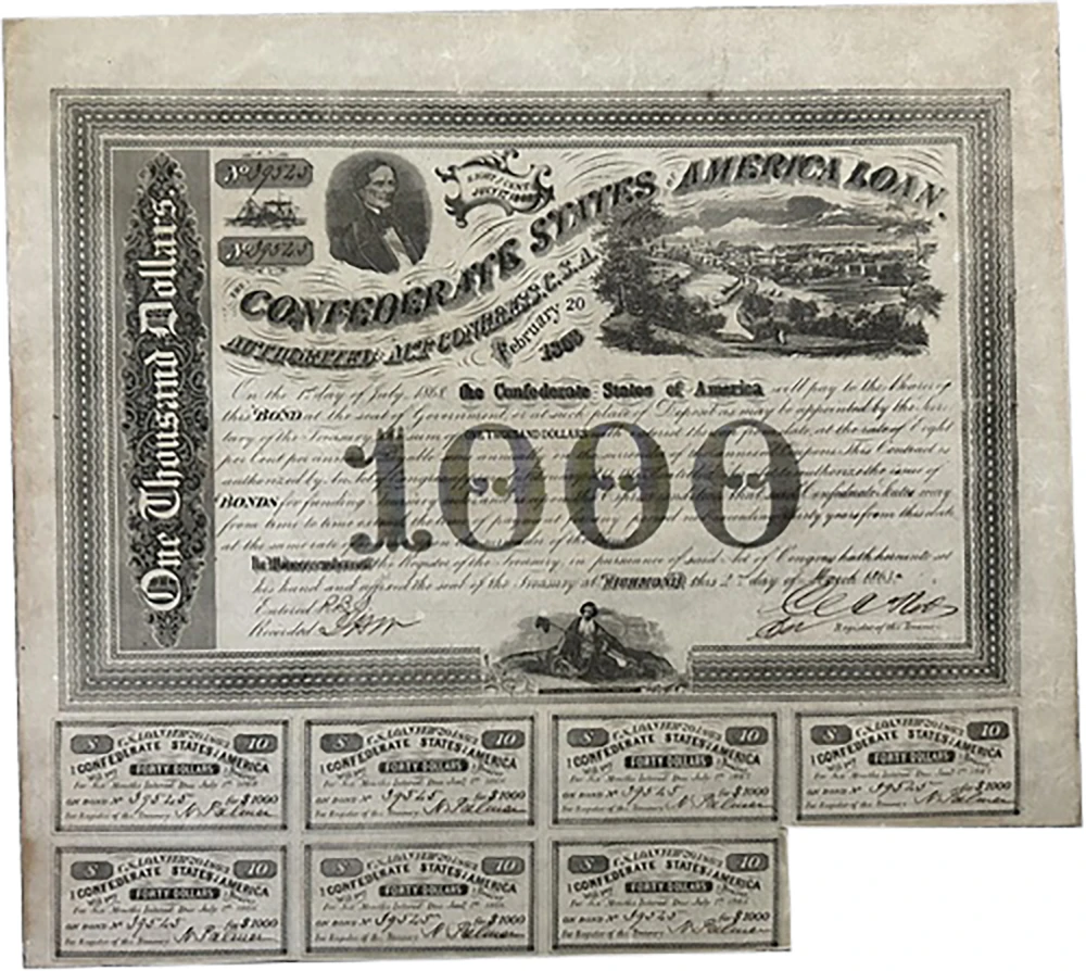 Confederate States $1,000 Loan Bond