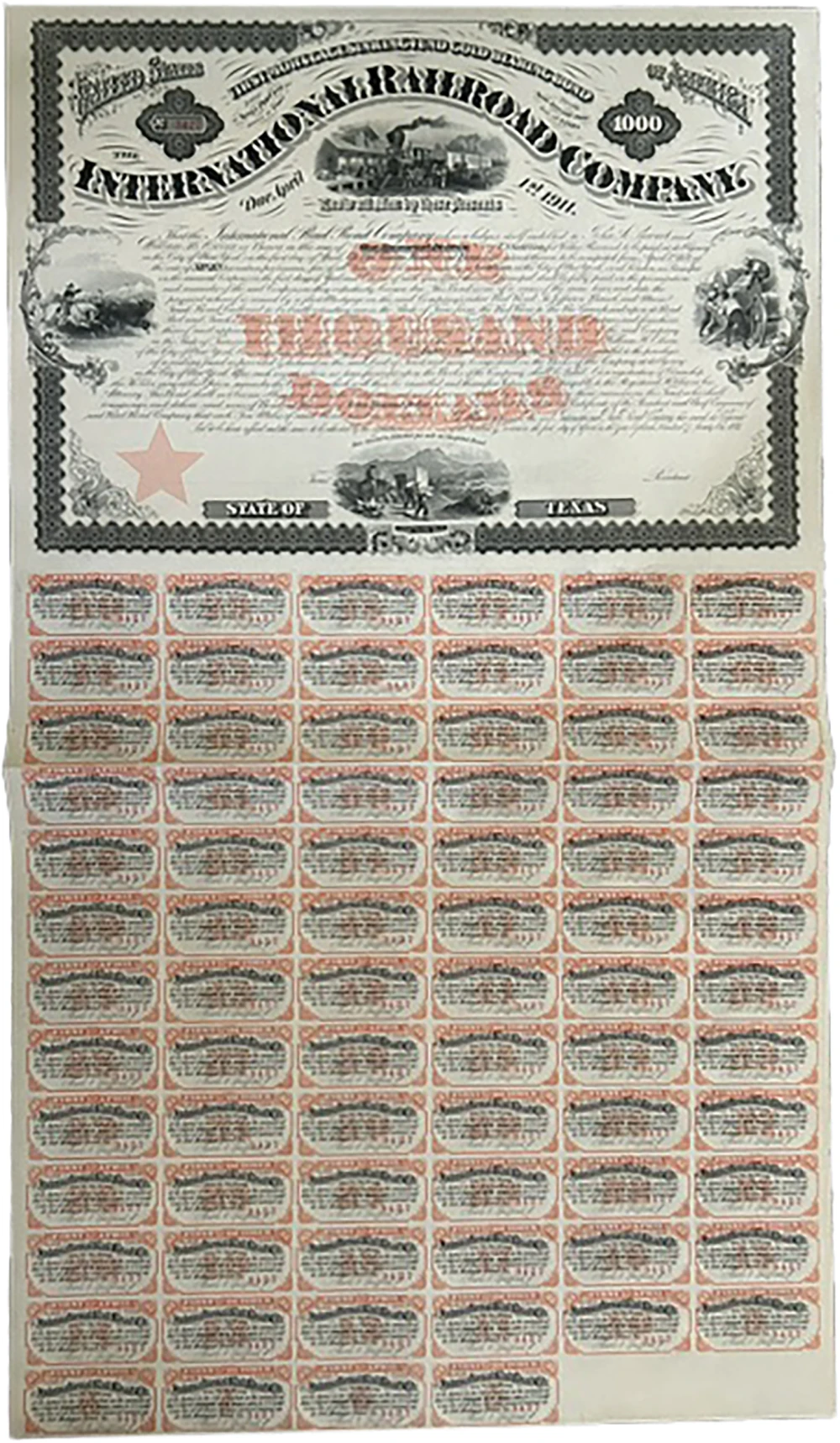Texas. April 1, 1911 $1,000 Loan Bond