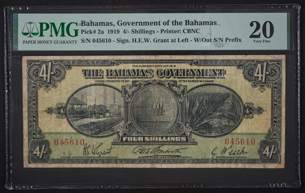 Bahamas PMG VF-20 1919 4 Shillings
