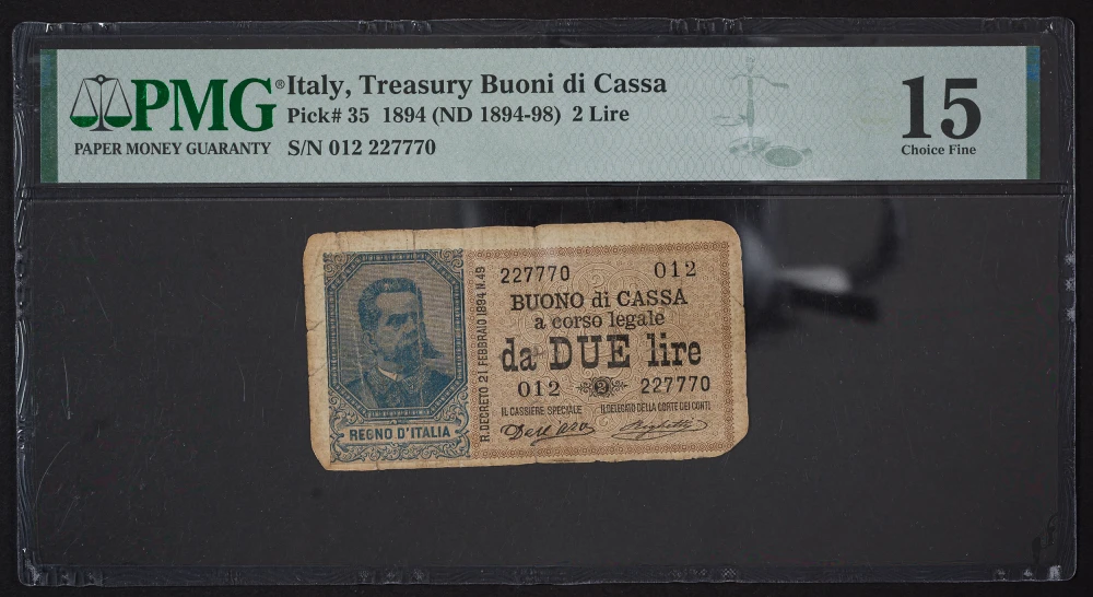 Italy. PMG F-15 1894 2 Lira