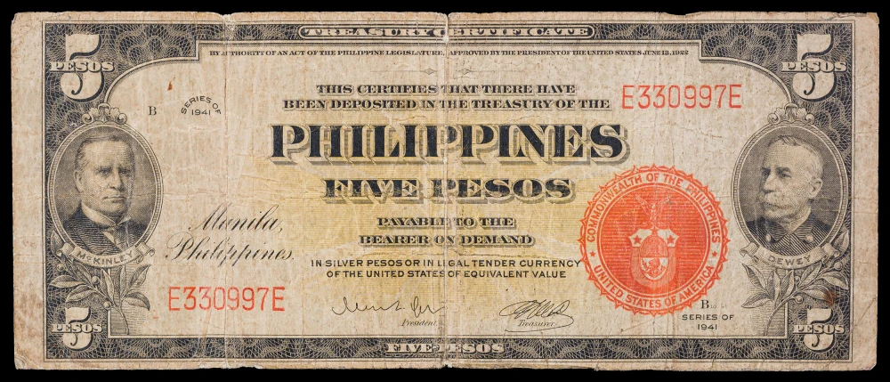 Philippines. VG-F 1941 5 Peso