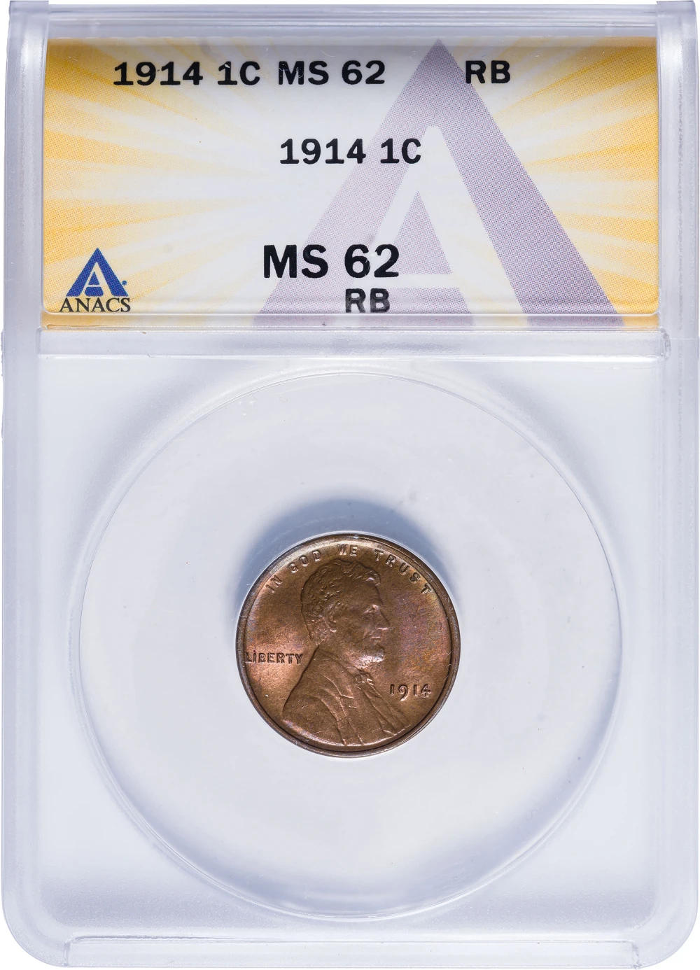 ANACS MS-62 RB 1914 Lincoln Cent