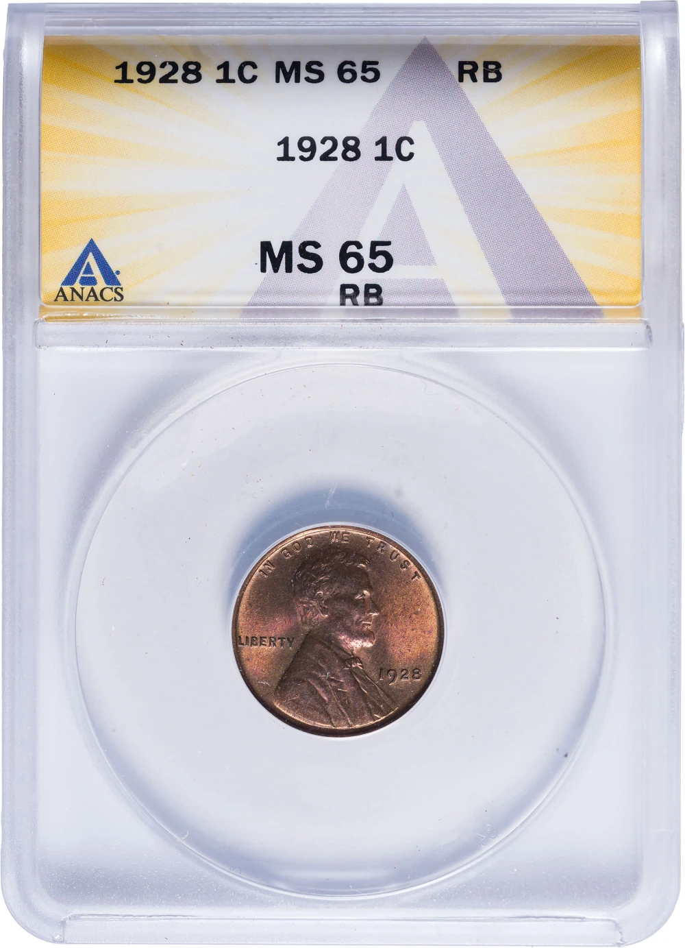 ANACS MS-65 RB 1928 Lincoln Cent