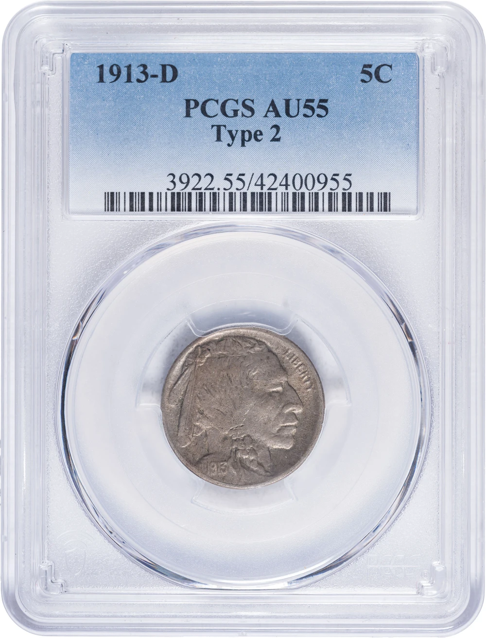 PCGS AU-55 1913-D TII Buffalo Nickel