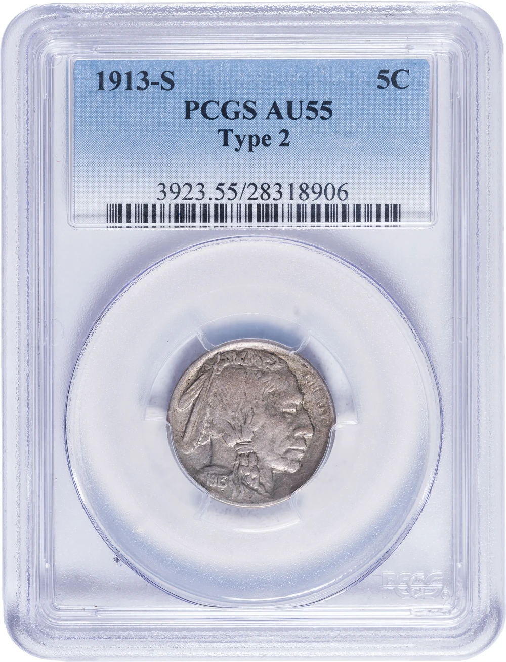PCGS AU-55 1913-S TII Buffalo Nickel