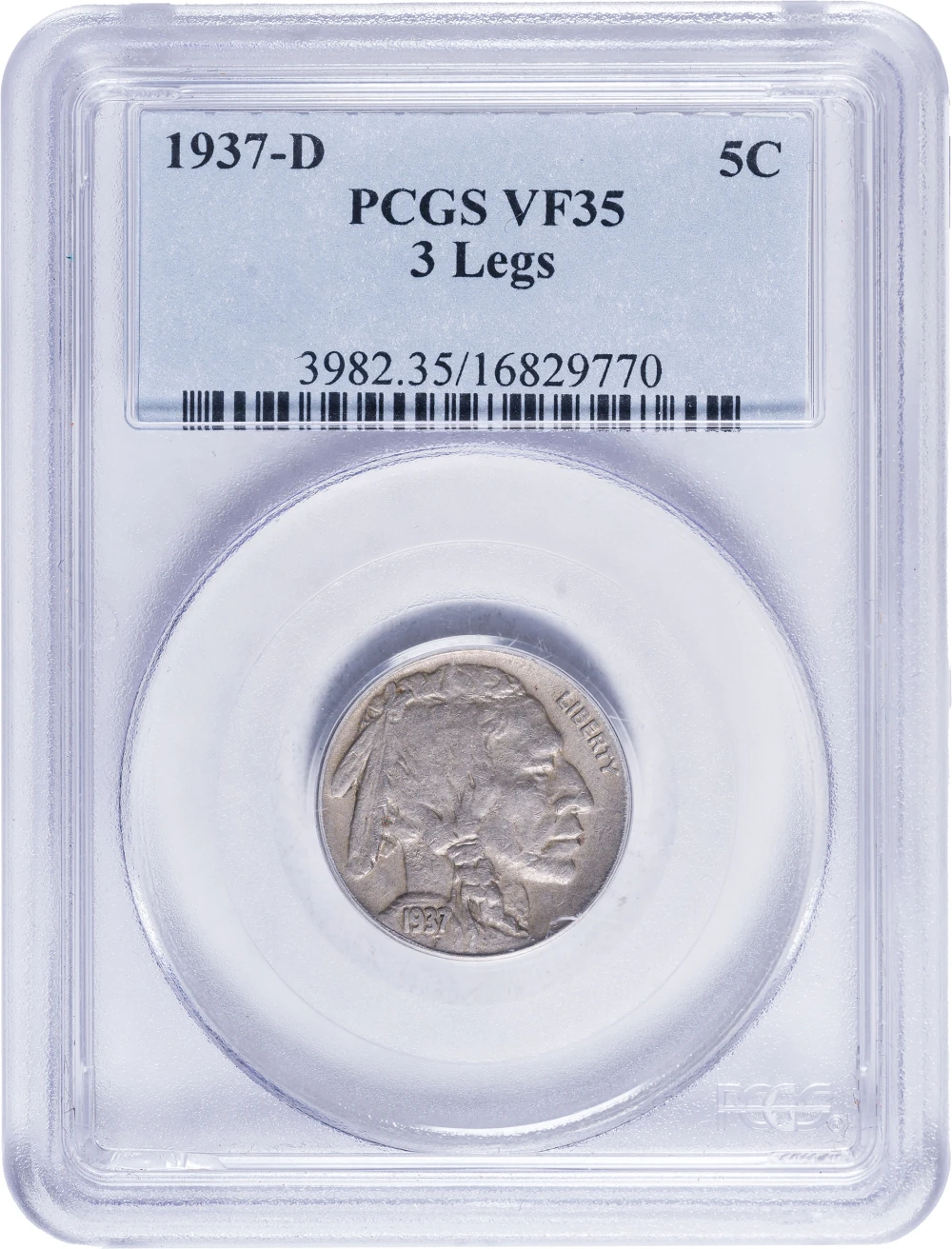 PCGS VF-35 1937-D 3 Leg Buffalo Nickel
